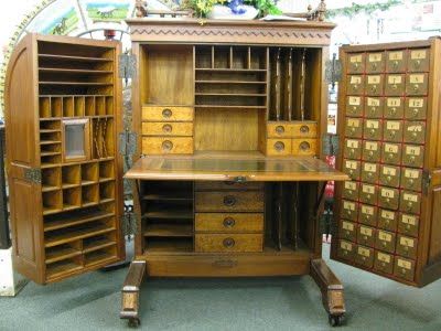 Wow.....gorgeous!! The post office desk File Cabinets, Wooden Desk, On Display, Drawers, Desk