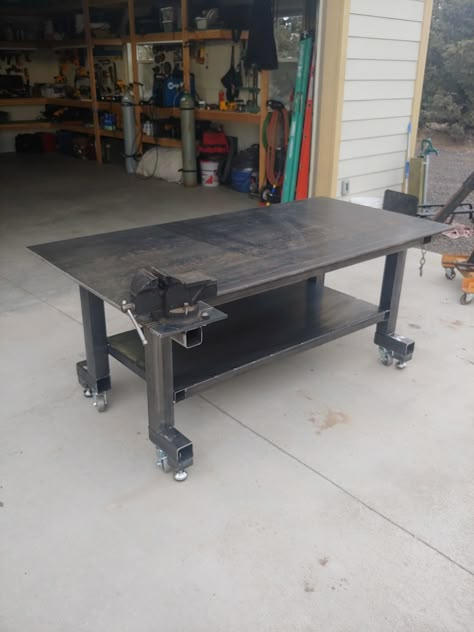 Weld Shop Ideas, Welding Tables Ideas, Metal Work Bench, Metal Work Table, Welding Table Diy, Welding Projects Ideas, Steel Workbench, Welding Tables, Welding Shop