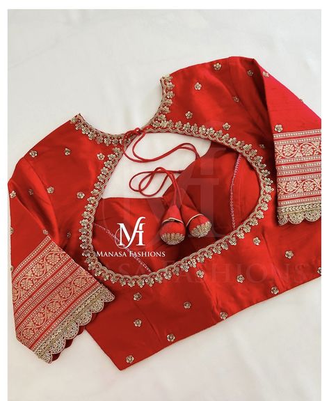 Magam Work Blouses Latest Bridal Red Blouse, Handwork Embroidery Design For Blouse, Simple Red Blouse Designs, Banaras Blouse Designs, Banaras Blouse Designs Latest, Magam Work, Latest Bridal Blouse Designs, Latest Blouse Designs Pattern, New Saree Blouse Designs