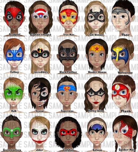 Superhero Face Painting, Face Paint Designs, Face Painting For Boys, Homemade Face Paints, Menu Designs, Face Painting Easy, Word Board, Kids Face Paint, Board Designs