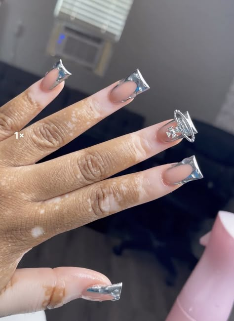 Chrome Duck Nails, Short Set Acrylic Nails, Duck Nails Pink, Duck Nails Acrylic, Nails Pink Acrylic, Nails Duck, Duck Nails, Hard Nails, Drip Nails