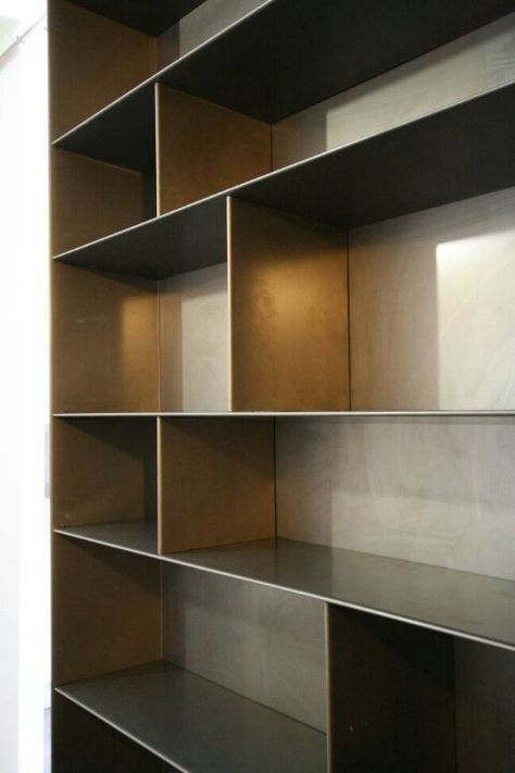 Steel Bookshelf, Materials Board Interior Design, Steel Furniture Design, Cabinet Detailing, Bookshelves In Living Room, Bookcase Design, Furniture Details Design, Shelving Design, Bookcase Wall