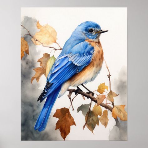 Bluebird Bird Art Print Poster Nest Painting, Bird Printables, Bird Nest Painting, Bluebird Painting, Blue Bird Art, Art Quilting, Learn Watercolor Painting, Bird Watercolor Paintings, Watercolor Birds