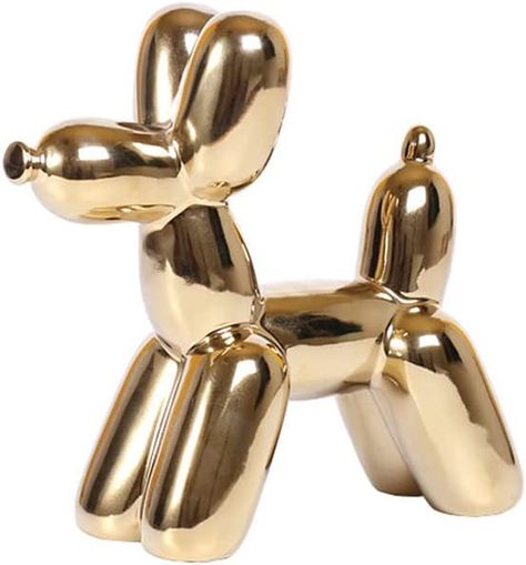 Balloon Dog Sculpture, Dog Home Decor, Living Room Ornaments, Handmade Sculpture, Home Decor Sculptures, Mini Balloons, Gold Home Decor, Gold Elephant, Flower Sculptures