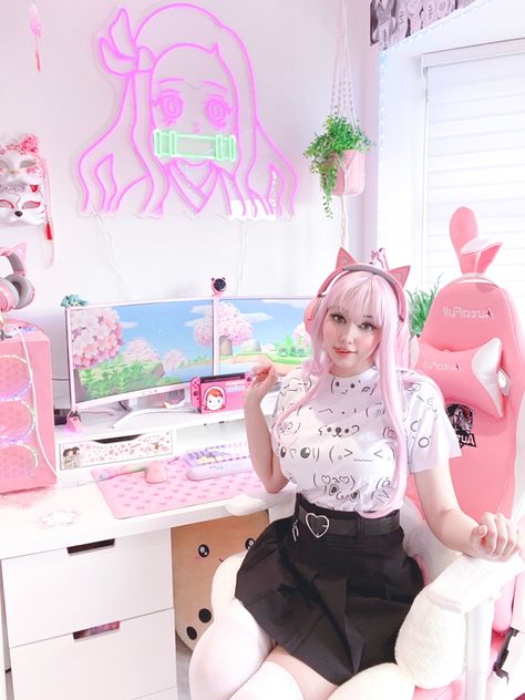 #kawaiigamer #kawaii #gamergirl #gamer #kawaiiaesthetic #kawaiigirl #gaming #anime #nintendo #nintendoswitch #pinkaesthetic #pink #girlgamer #cute #ps #kawaiigaming #gamingsetup #kawaiiroom #pinkgaming #game #pinkgamer #kawaiistyle #kawaiicute #pinksetup #aesthetic #pcgaming #otaku #kawaiilife #pcsetup #cutenessoverload Kawaii Gamer Girl Outfit, Egirl Room, Gamer Girl Outfit, Gamer Outfit, Gaming Office Desk, Baby Voice, Egirl Aesthetic, Egirl Fashion, Pink Games