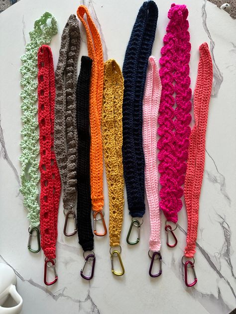 Crochet Lanyards | InfluEnT HueS, LLC Crochet Lanyards, Lanyard Crochet, Crochet Lanyard, Keychain Hook, Crochet Phone Cases, Keychain Pattern, Crochet Keychain Pattern, Beaded Lanyards, Crochet Keychain