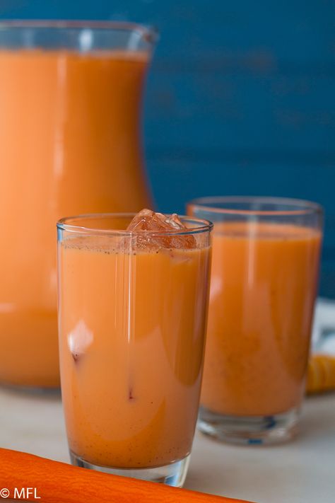 This Jamaican Style Carrot Juice Recipe is a refreshing yet sweet treat. One of my favorite drinks when growing up in Jamaica Jamaican Drinks, Carrot Juice Recipe, Jamaican Cuisine, Jamaican Dishes, Sweet Carrot, Caribbean Cuisine, Juicing Benefits, Juicer Recipes, Milk Shakes