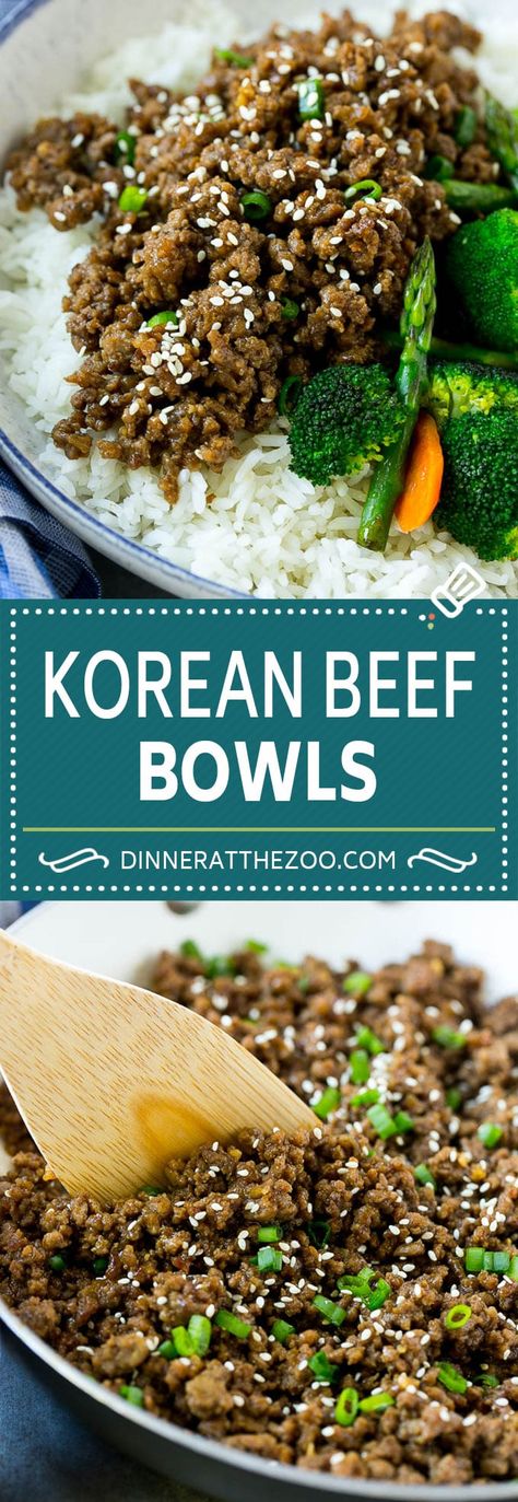 Korean Beef Bowls Recipe | Korean Ground Beef | Asian Beef Recipe | Rice Bowl #groundbeef #asianfood #rice #dinneratthezoo Ground Beef Asian, Beef Bowl Recipe, Korean Ground Beef, Korean Beef Bowl, Recipe Korean, Beef Bowl, Recipe Rice, Best Beef Recipes, Asian Beef