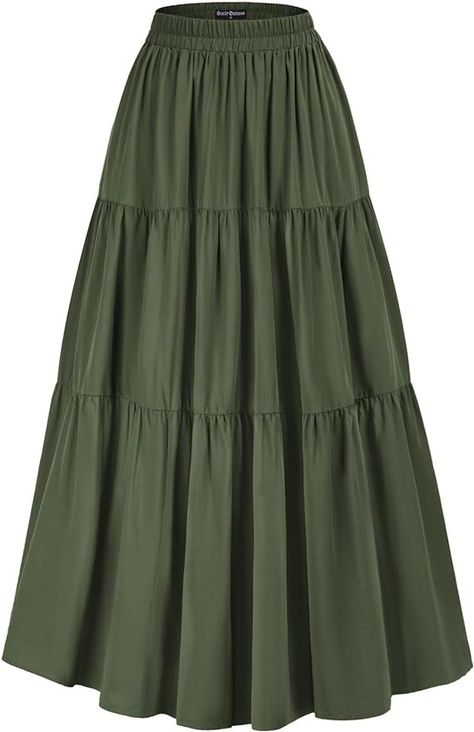 Amazon.com: Flowy Skirts for Women Summer 2023 High Waisted Maxi Long Skirt Sage XL : Clothing, Shoes & Jewelry Long Green Skirt, Skirt Aesthetic, Long Flowy Skirt, Skirt Images, Long Skirts For Women, Long Maxi Skirts, Dresses Ideas, Little Outfits, Long Skirts