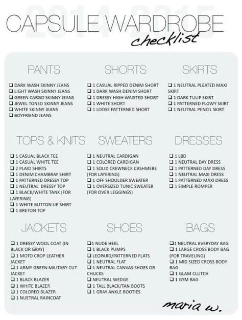 Capsule wardrobe checklist. Looks like a lot of clothes, but my wardrobe includes a lot of things from high school still. I could use to update... Wardrobe Checklist, Capsule Wardrobe Checklist, Diy Outfits, Vetements Clothing, Capsule Closet, Wardrobe Planning, Techniques Couture, Kate Bosworth, Fashion Capsule