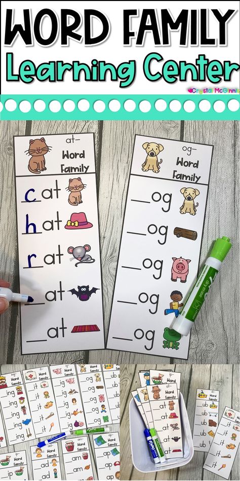 Word Family Writing Strips Learning Center | Mrs. McGinnis' Little Zizzers Word Families Kindergarten, Learning Centers Kindergarten, An Word Family, Writing Center Preschool, Word Families Printables, Kindergarten Word Families, Fast Finisher Activities, First Grade Teacher, Alphabet Worksheets Preschool