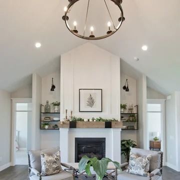 75 All Fireplaces Vaulted Ceiling Living Room Ideas You'll Love - June, 2024 | Houzz 8ft Ceiling Fireplace, Fireplace Design Vaulted Ceiling, Modern Fireplace Tall Ceilings, Fireplace Tv Wall Built Ins Vaulted Ceiling, Vaulted Ceiling Wall Ideas, Fireplace Makeover Tall Ceiling, Fireplace With Cathedral Ceiling, Vaulted Living Room With Fireplace, Fireplace Built Ins Vaulted Ceiling