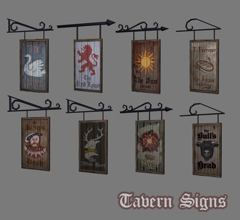 Tavern Design Concept Art, Tavern Signs Ideas, Fantasy Tavern Sign, Tavern Reference, Tavern Illustration, Signboard Ideas, Tavern Party, Magic Tavern, Dnd Tavern