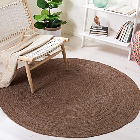 SAFAVIEH Natural Fiber Collection NFB901T Handmade Premium Jute Entryway Foyer Living Room Bedroom Kitchen Area Rug 6' x 6' Round Brown Round Boho Rug, Rugs Dark, Rug Simple, Natural Fiber Area Rug, Eclectic Area Rug, Kitchen Area Rugs, Jute Area Rug, Farmhouse Area Rugs, Solid Color Rug