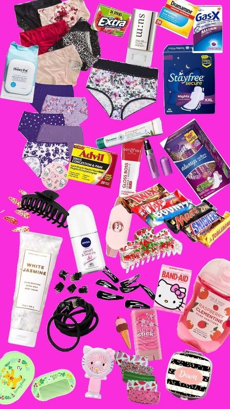 Emergency bag essentials 💗 Emergency Bag Essentials, School Emergency Kit, Emergency Bag, Sinus Congestion, Fun Sleepover Ideas, Sleepover Ideas, What In My Bag, Bag Essentials, Emergency Kit