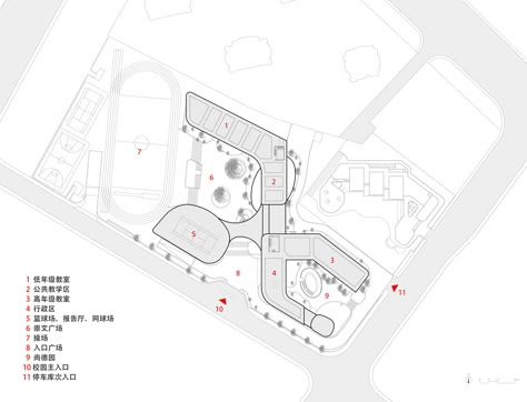 Gallery of Hangzhou Shengli Elementary School New City Campus and Kindergartens Affiliated / UAD - 32 School Plans Architecture, Kindergarten Design Plan, Music School Plan, School Plan Architecture, Art School Plan, School Site Plan, Kindergarten Plan, School Architecture Design, Elementary School Design