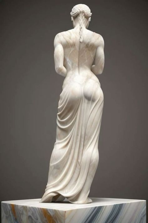 Woman Statue Sculpture, Woman Upper Body Reference, Greek Goddess Physique, Female Statue Aesthetic, Greek Body Woman, Greek Body Sculpture, Greek Women Sculpture, Classical Sculpture Woman Statues, Marble Statues Woman