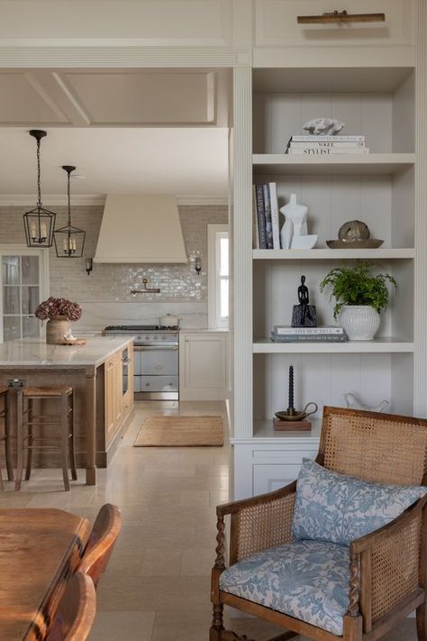 Country Abode — Eilish Rickard Interiors Coastal Traditional Home, Nancy Meyers Aesthetic Interior, Coastal Home Aesthetic, Beach Home Kitchen, Limestone Floor, Bespoke Kitchen, Nancy Meyers, Bespoke Kitchens, Livingston