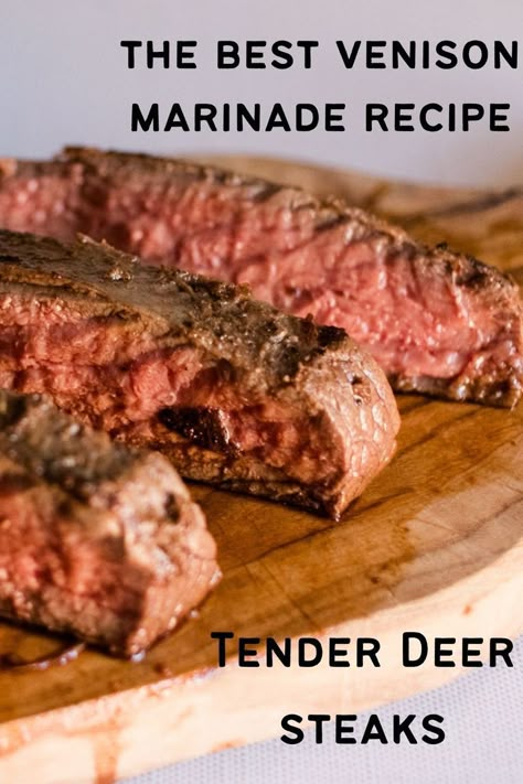 Venison Steak Marinade, Venison Marinade Recipes, Easy Venison Recipes, Marinated Venison, Deer Steak Recipes, Steak Recipes Skillet, Venison Marinade, Steak Skillet, Venison Steak Recipes