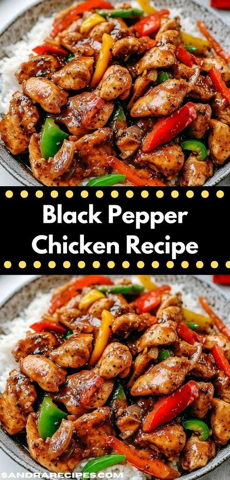 Craving a savory and satisfying meal? Try this Black Pepper Chicken Recipe, an easy chicken dinner that's perfect for busy evenings, offering a delightful combination of spices that your family will love during any weeknight dinner. Easy Black Pepper Chicken, Black Pepper Chicken Recipe, Chicken Mozzarella Pasta, Pepper Chicken Recipe, Black Pepper Chicken, Recipes With Chicken And Peppers, Stir Fry Dishes, Pepper Chicken, Spicy Dishes