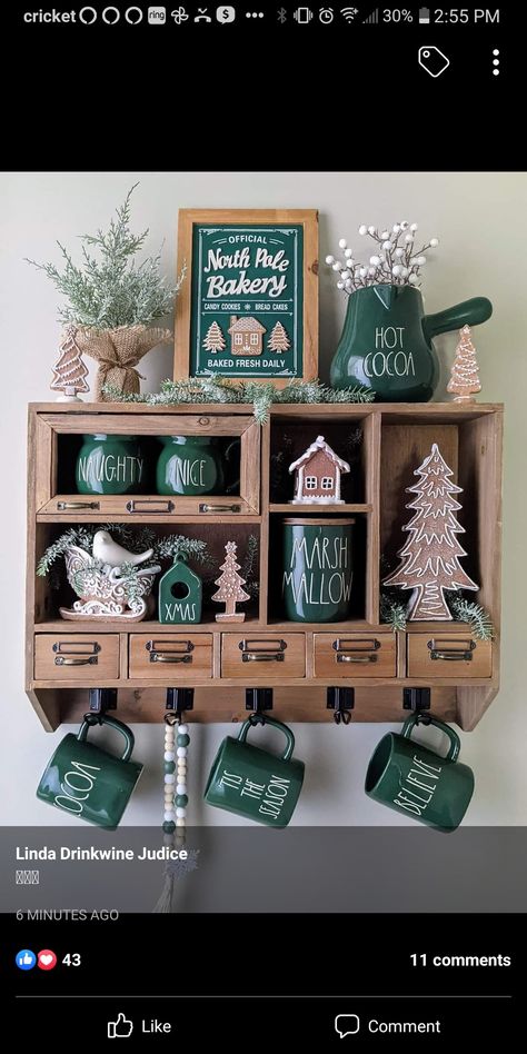 North Pole Bakery, Hobby Lobby Shelf, Gingerbread House Ideas, Gingerbread Christmas Decor, Christmas Hot Chocolate, Christmas Decor Inspiration, Easy Christmas Decorations, Christmas Kitchen Decor, Christmas Themes Decorations