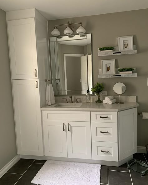 Storage For Small Bathroom, Small Bathroom Cabinets, Bathroom Vanity Storage, Bathroom Cabinets Designs, Full Bathroom Remodel, Bathroom Vanity Designs, Small Bathroom Vanities, Bathroom Redesign, Ideas For Bathroom