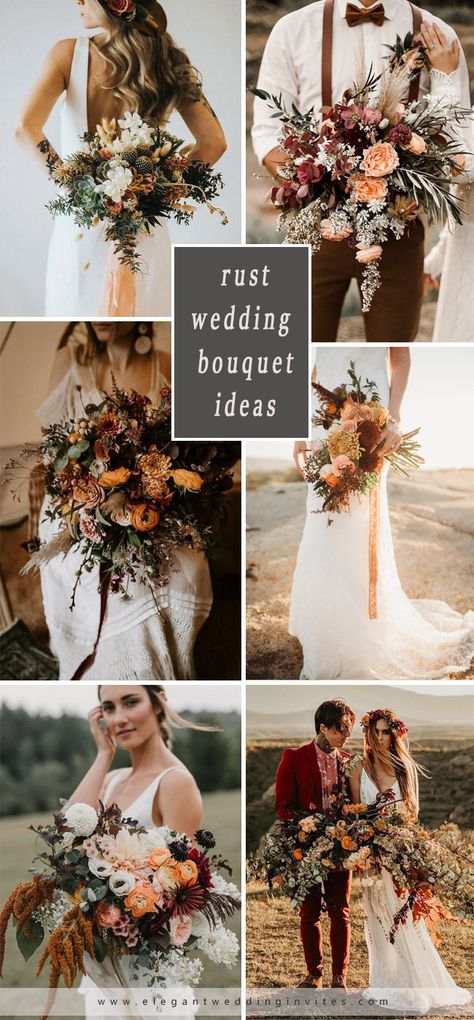 Fall Wedding Rust Color, Rust Wedding Color Colour Palettes, Burgundy And Orange Wedding, Burgundy And Rust Wedding, Fall Bouquet Wedding, Rust Wedding Color, Trends For Fall 2023, Rust Bridesmaid Dresses, Acrylic Invites