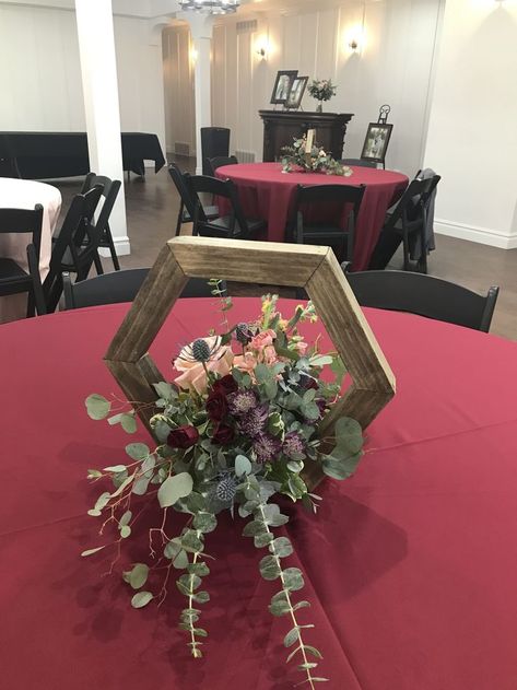 Hexagon Centerpiece, Wedding Centerpiece, Barn Wedding, Table Decorations, Furniture, Home Decor, Home Décor