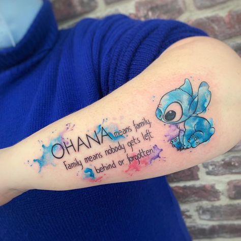 Tidal Wave Tattoo, Disney Stitch Tattoo, Lilo And Stitch Tattoo, Cartoon Tattoo Ideas, Ohana Tattoo, Promise Tattoo, 50 Tattoo, Animated Shows, Cute Simple Tattoos