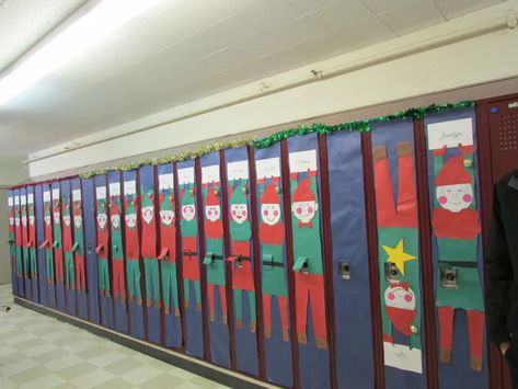 Locker Decorations Christmas, Christmas Locker Decorating Contest, Christmas Locker Decorations Schools, Christmas Locker Decorations Ideas, Christmas Locker Ideas, Locker Christmas Decorations, Christmas Locker Decorations, Deck The Halls School Ideas, School Locker Decorations