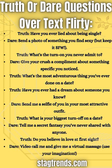 Truth Or Dare Questions Over Text True Or Dare Questions, Dare Questions Over Text, Question Game For Friends, Questions For Girls, Funny Truth Or Dare, Make A Girl Laugh, Flirty Questions, Intimate Questions, Truth Or Dare Questions