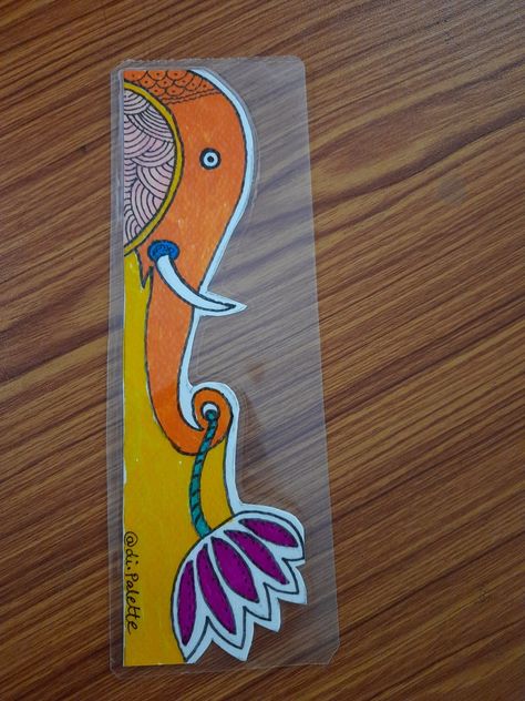 Bookmark Madhubani Bookmarks, Gonda Art, Kalamkari Art, Art Bookmarks, Creative Bookmarks, Bookmark Craft, Beautiful Art Paintings, Cute Bookmarks, Diy Crafts For Kids Easy