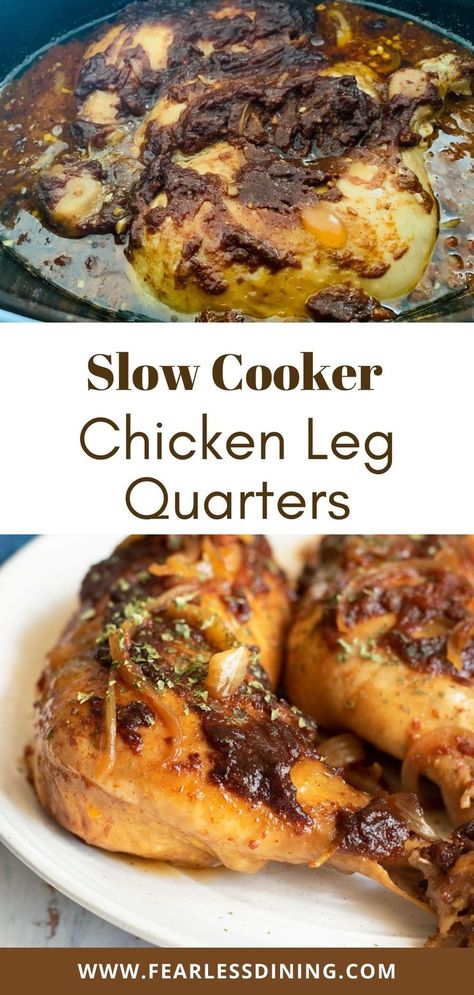 Chicken Quarters Crockpot, Crockpot Chicken Leg Quarters, Chicken Leg Slow Cooker, Chicken Quarter Recipes, Chicken Leg Quarter Recipes, Quick Chicken Breast Recipes, Homemade Barbecue, Leg Quarters, Slow Cooker Bbq Chicken