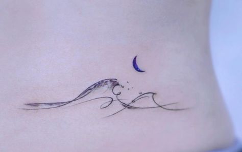 Ocean Wave Tattoo With Name, Water Bracelet Tattoo, Ocean Collar Bone Tattoo, Wave Spine Tattoos For Women, Wave Collar Bone Tattoo, Collar Bone Wave Tattoo, Wave Ocean Tattoo, Ocean Bracelet Tattoo, Ocean Wrap Around Tattoo