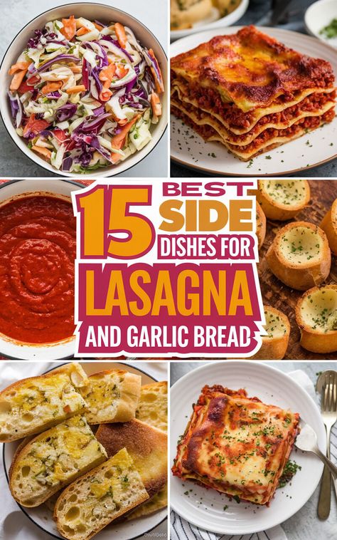 Make Your Lasagna Night Unforgettable with These Delectable Side Dish Pairings! 🍅🧀 #FoodPorn #TastyTuesday Sides For Italian Dinner, Lasagne Side Dishes, Side Dishes With Lasagna, Sides With Lasagna, Lasagna Sides Dishes, Lasagna Meals Sides Dishes, Sides To Go With Lasagna, Side Dishes For Lasagna Dinner, Sides For Lasagna Dinners