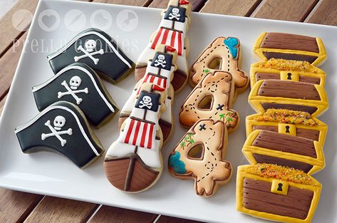 Mermaids And Pirates, Mermaid Pirate Party, Pirate Cookies, Pirate Themed Birthday Party, Mermaid Cookies, Pirate Themed Birthday, Safari Cakes, Pirate Cake, Boy Birthday Party Themes