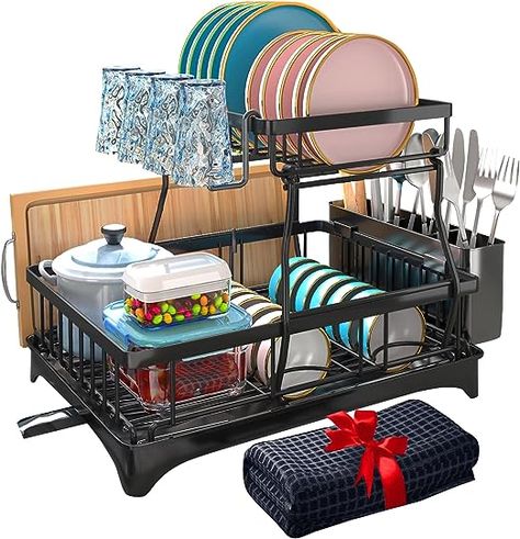 This would be assume for Kitchens with limited counter space. Organiser Cucina, Dish Organization, Dish Drying Rack, Dish Storage, Organizing Hacks, Kitchen Utensil Holder, Dish Drainers, Dish Rack, Cutlery Holder