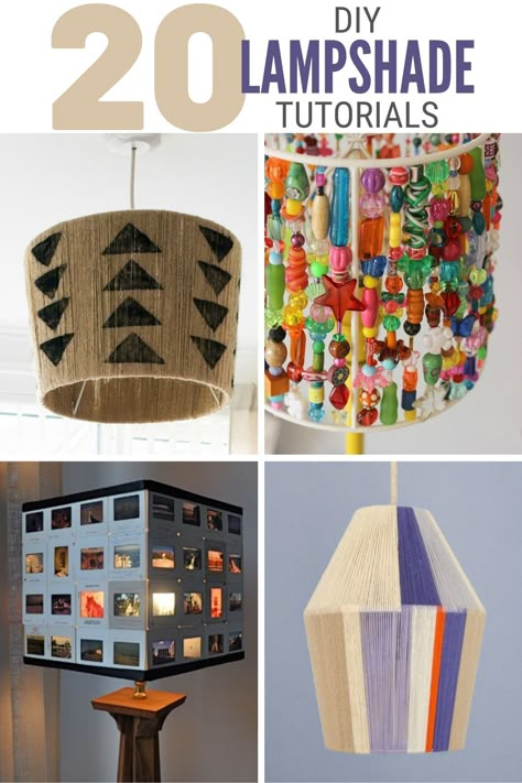 Light up the room with these homemade DIY lampshades. These DIY lampshades come in a variety of shapes and sizes. There’s sure to be one that fits your home. #thecraftyblogstalker #lampshades #diylampshadeideas #diylampshade Upcycle Lamp, Homemade Lamps, Geometric Lampshade, Diy Lampshade, Make A Lampshade, Boho Lamp, Beaded Lampshade, Lampshade Makeover, Small Lamp Shades