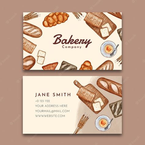 Cake Shop Menu Card Design, Bakery Buissnes Card, Bakery Cards Business, Business Card Design For Bakery, Business Card Design Bakery, Business Card Bakery, Bakery Card Design, Bakery Menu Ideas, Bakery Graphic Design