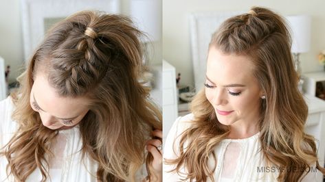 French Mohawk Braid, Half Mohawk, Mohawk Braid Styles, Mohawk Hairstyle, Braided Mohawk Hairstyles, Everyday Curls, Missy Sue, Braided Top Knots, Top Braid