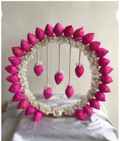 Janmashtami Creative Ideas, Gowri Ganesha Decoration, Janamashtmi Decoration At Home, Mahadev Decoration At Home, Ganesh Simple Decoration, Decorating Ideas For Janmashtami, Kanha Decoration At Home, Pink Ganpati Decoration, Janmashtmi Decorations Idea At Home