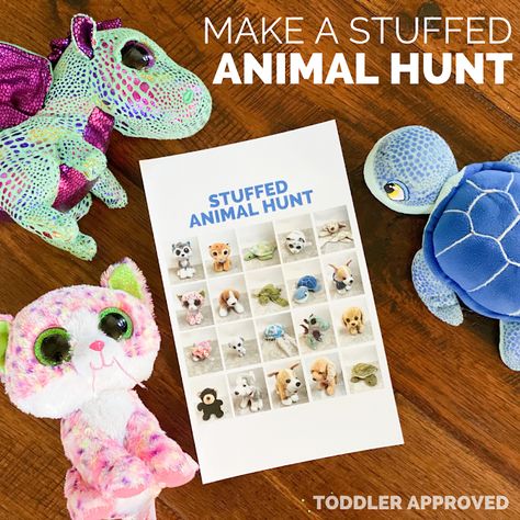 Toddler Approved!: Make a Stuffed Animal Hunt for Kids Make A Stuffed Animal, Building Games For Kids, Kids Hunting, How To Make Letters, And So It Begins, Pet Day, Game For Kids, Simple Valentine, Learning Colors