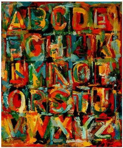 Jasper johns colored alphabet Jasper Johns Paintings, Abc Art, Claes Oldenburg, Peter Blake, Wayne Thiebaud, Alfabet Letters, 타이포그래피 포스터 디자인, Robert Rauschenberg, Jasper Johns