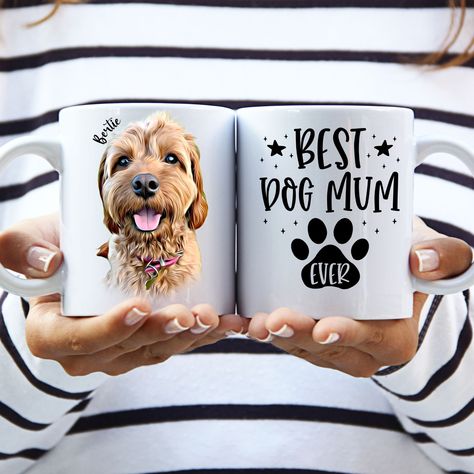 Personalised Dog Gifts, Customize Mugs Pictures, Dog Mom Cup Designs, Dog Mug, Cat Portrait Painting, Dog Portraits Painting, Pet Mug Design, Cat Dad Gifts, Personalized Dog Gift