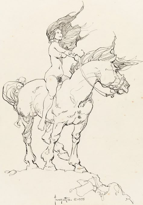 Frank Frazetta Art, Frazetta Art, Frank Frazetta, Gesture Drawing, Wild Woman, Fantasy Artist, Anatomy Art, Horse Art, Fantasy Artwork