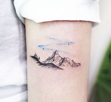 Moutain Tattoos, Remember Tattoo, Mountain Tattoo Simple, Cowgirl Tattoos, Simple Arm Tattoos, Cross Tattoos For Women, Special Tattoos, Wrist Tattoos For Women