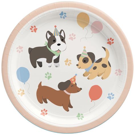 Amscan Pawsome Party Large Paper Plates  (8ct) - Walmart.com Puppy Dog Birthday Party Ideas, Dog Themed Birthday Decorations, 3rd Birthday Puppy Theme, Puppy Birthday Party Decorations, Pup Birthday Party, Paw-ty Birthday Party, Puppy 2nd Birthday Party Boy, Dog Themed First Birthday, Two Year Old Puppy Birthday Party