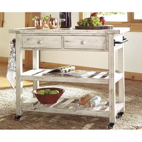 Bryn Kitchen Cart Kitchen Sink Layout, Small Butcher Block Island, Diy Kitchen Cart, White Kitchen Cart, Kitchen Island Cart, Charming Kitchen, Tidy Kitchen, Boho Kitchen, Kitchen Islands