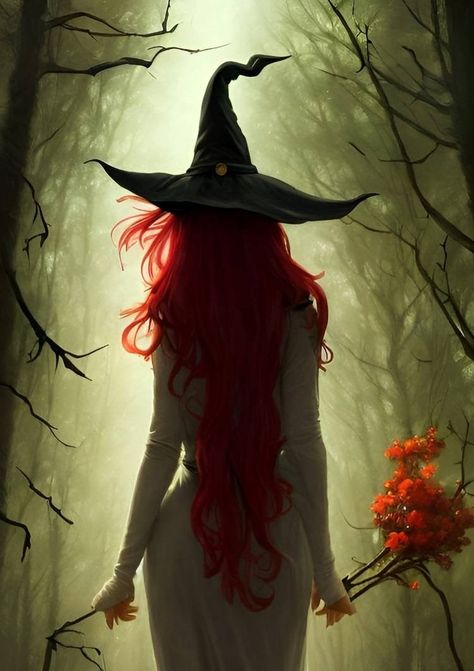 Ginger Witch Art, Red Head Witch, Heidi Aesthetic, Magick Art, Redhead Art, Witch Pictures, Witchy Art, Fantasy Witch, Anime Witch