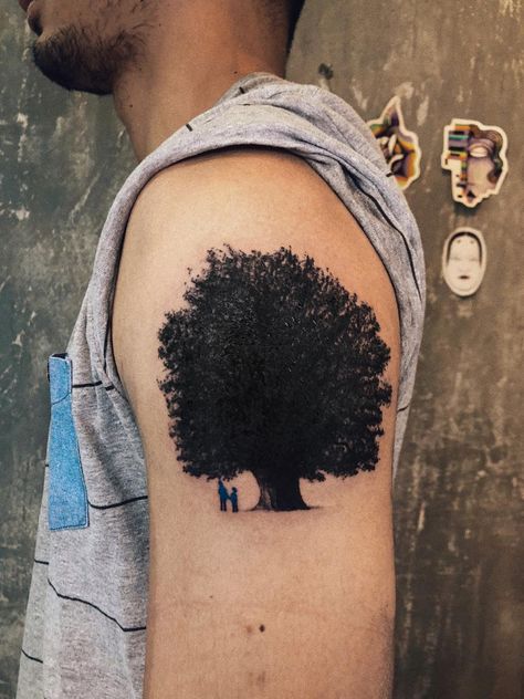 Oak Tree Tattoo Men, Mom And Son Tattoo Ideas, Mom And Son Tattoo, Son Tattoo Ideas, Tree Tattoo Men, Oak Tree Tattoo, Majestic Tree, Tree Tattoos, Daughter And Son